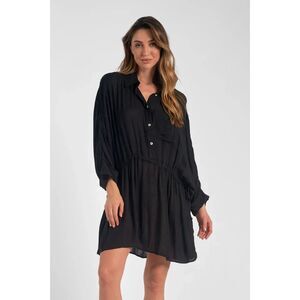 Elan Cinched Long Sleeve Tunic - Black S